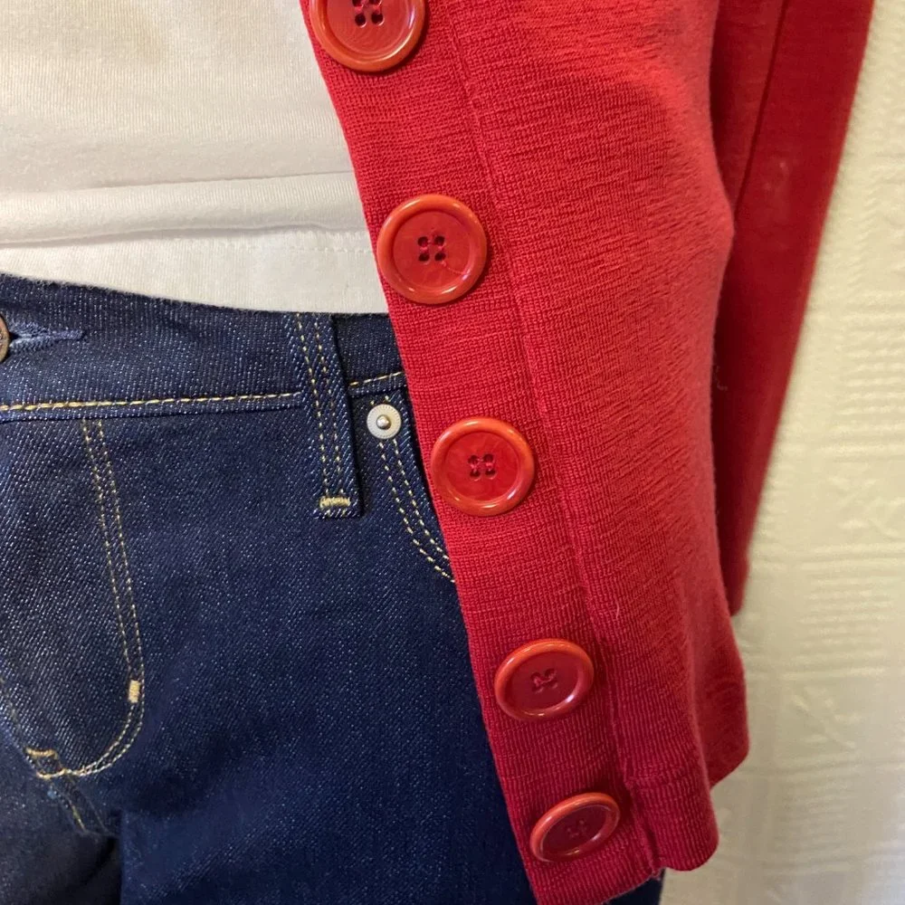 Country Road 100 % merino wool ,deep red ,gently preloved ,medium (12) cardigan - Picture 3 of 10